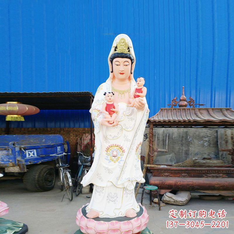 东莞送子观音彩绘玻璃钢雕塑