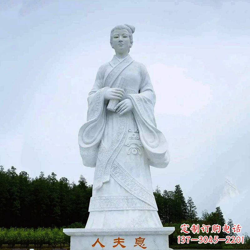 东莞桃花夫人息妫汉白玉雕塑-景区园林历史名人古代著名美女雕像