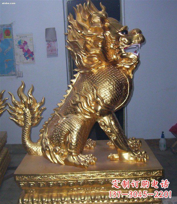 东莞贴金麒麟招财神兽铜雕