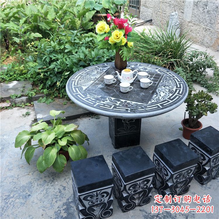 东莞庭院天然石桌凳