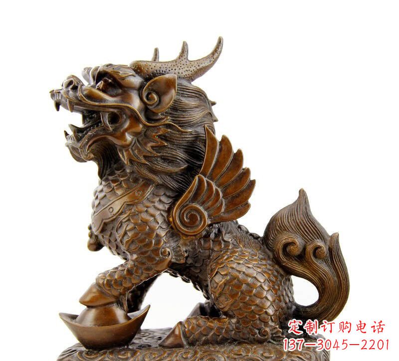 东莞铜雕踩元宝麒麟