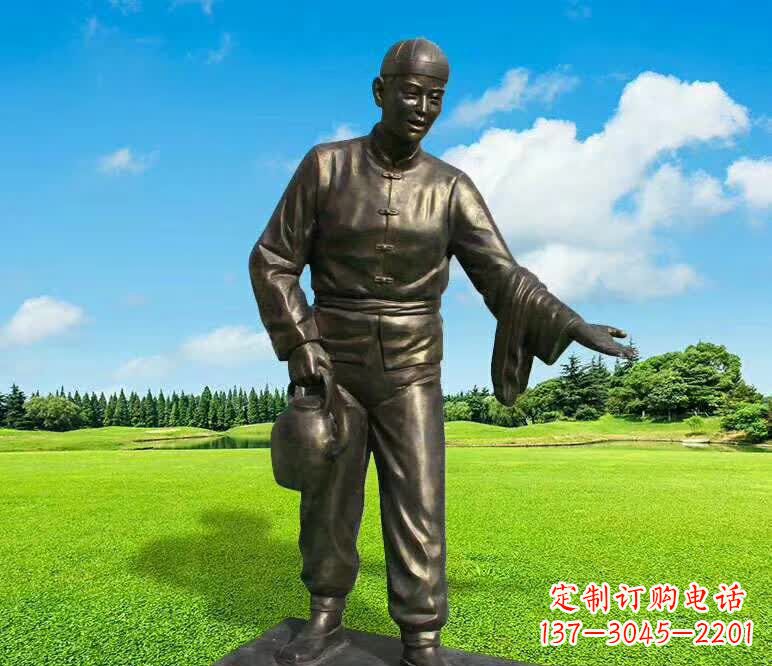 东莞铜雕店小二人物雕塑1