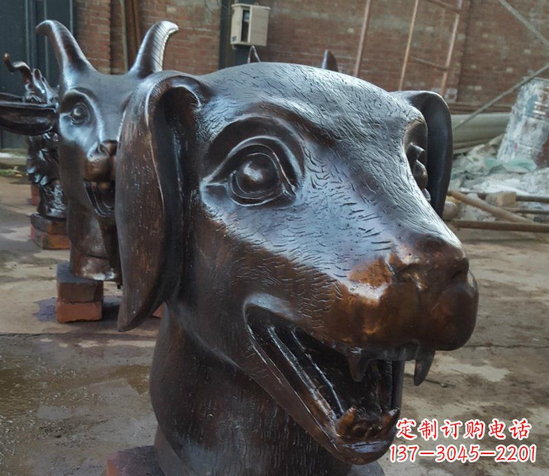 东莞铜雕广场生肖动物头像装饰摆件