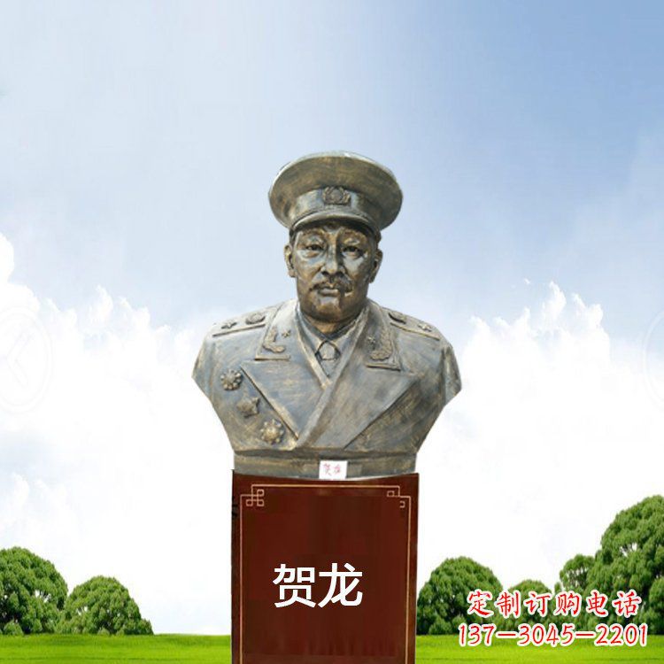 东莞铜雕贺龙头像