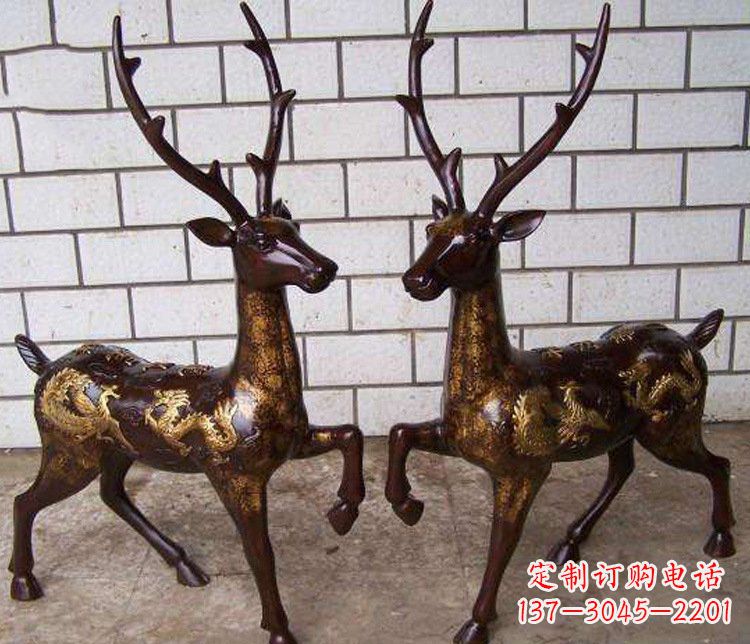 东莞铜雕吉祥复古梅花鹿雕塑摆件