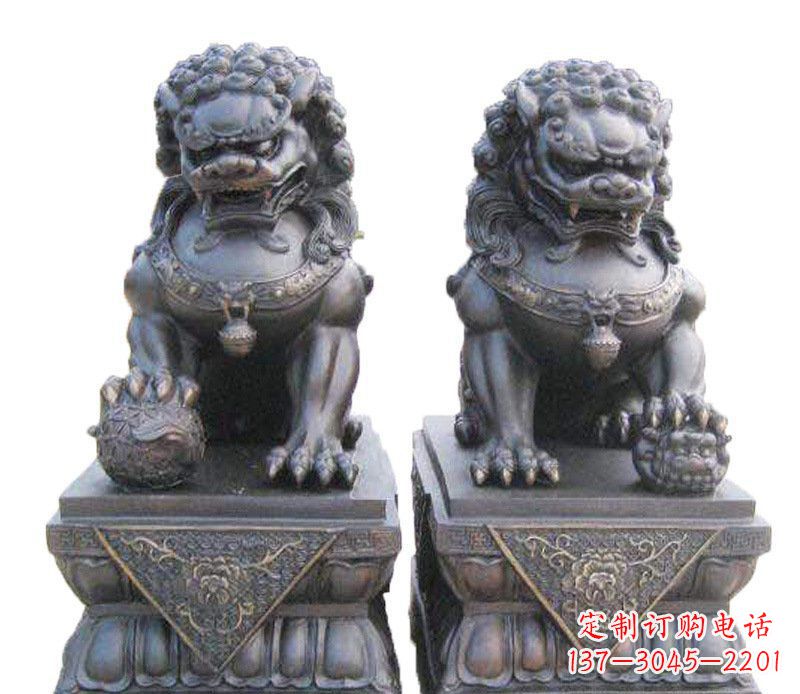 东莞铜雕酒店镇宅招财狮子摆件 (2)