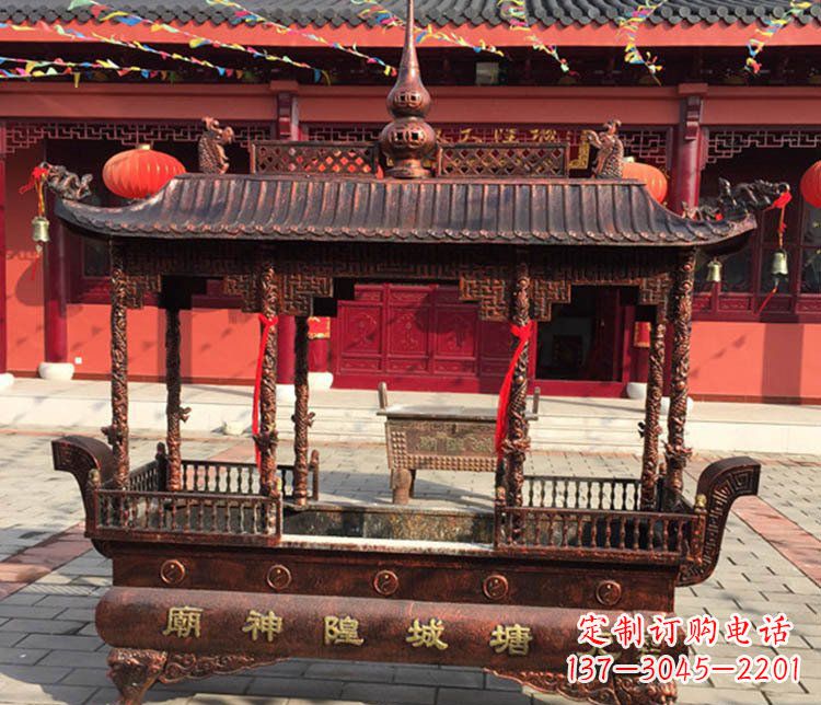东莞铜雕寺庙佛光普照香炉雕塑摆件