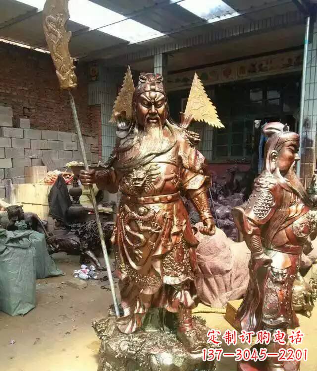 东莞铜雕武财神持刀关公雕塑