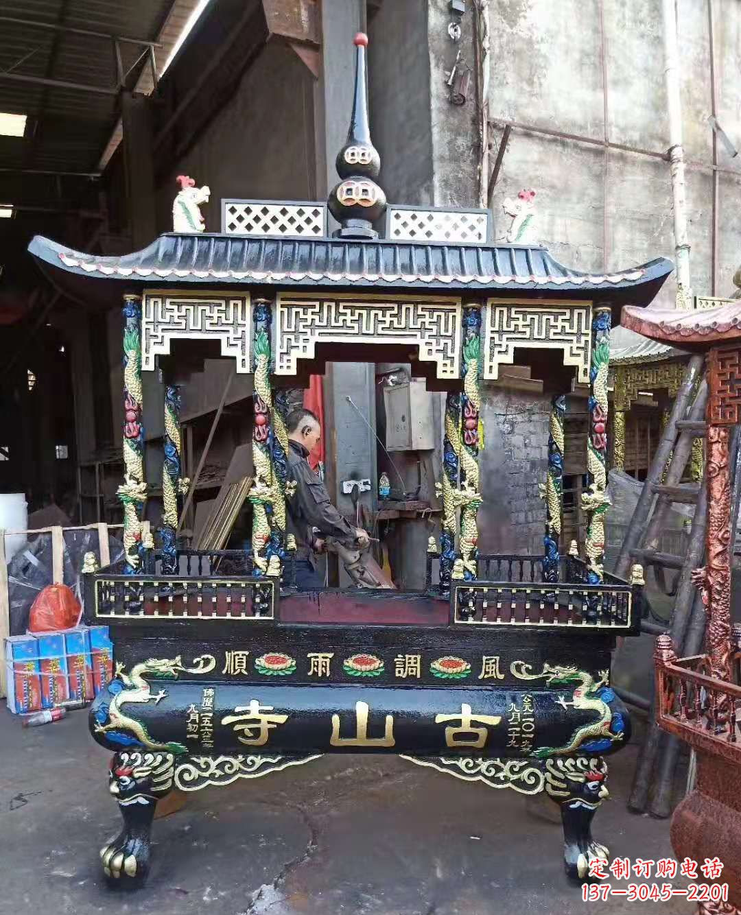 东莞铜雕香炉寺庙景观雕塑