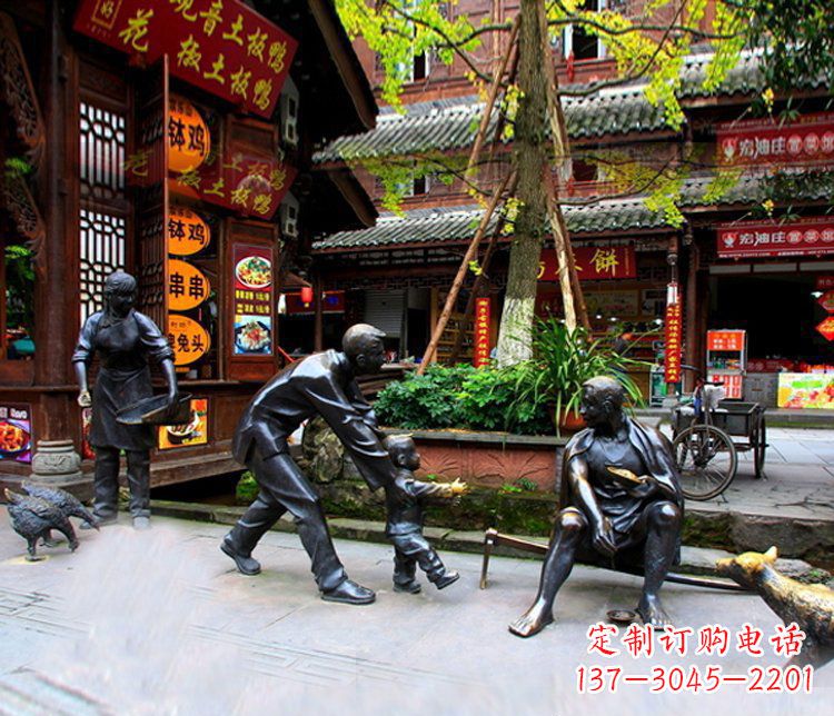 东莞铜雕学走路儿童街道人物雕塑