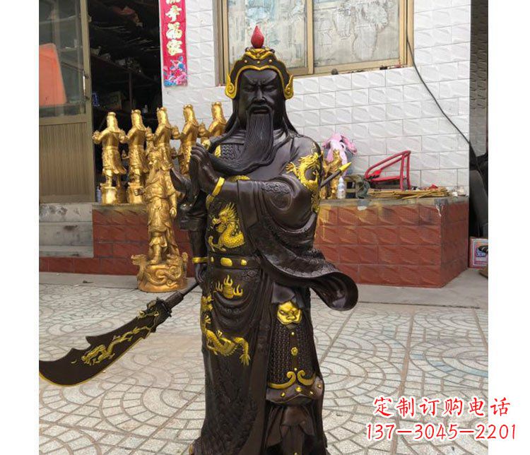 东莞铜雕镇宅关公寺庙神像雕塑摆件 (2)