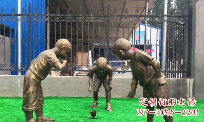 东莞玩陀螺儿童铜雕