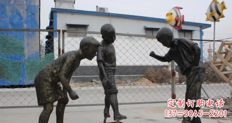 东莞玩陀螺人物铜雕