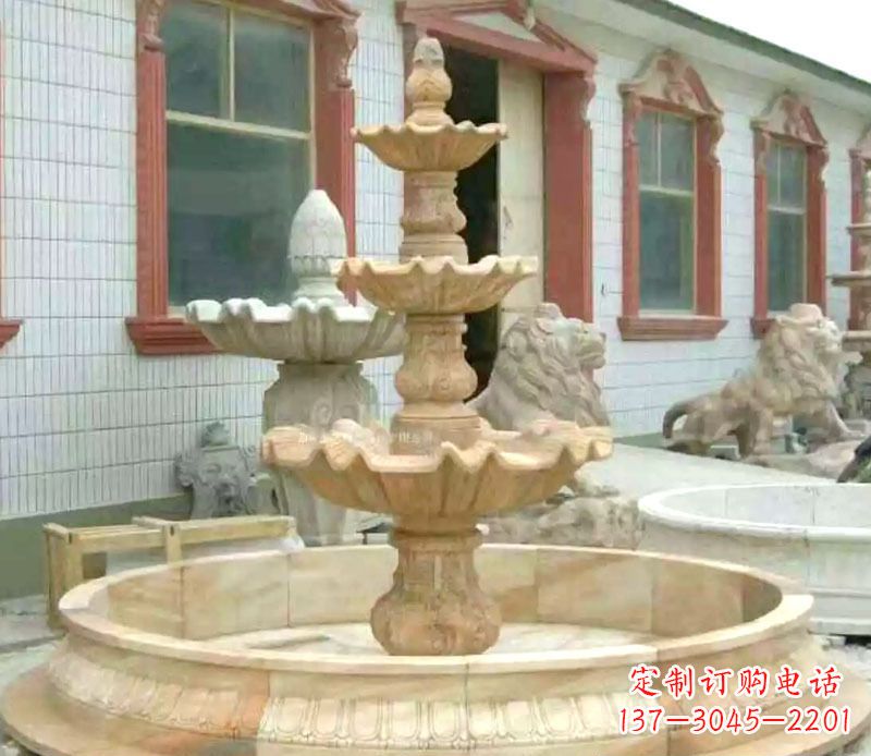 东莞晚霞红大型喷泉石雕 (3)