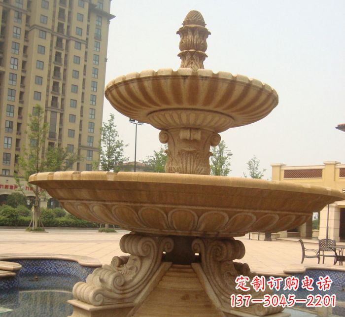 东莞晚霞红多层大型石雕喷泉 (5)