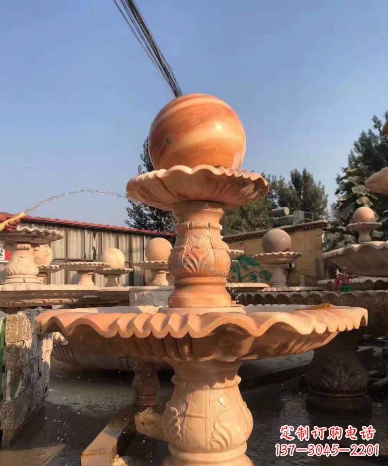 东莞晚霞红风水球雕塑别墅庭院景观雕塑