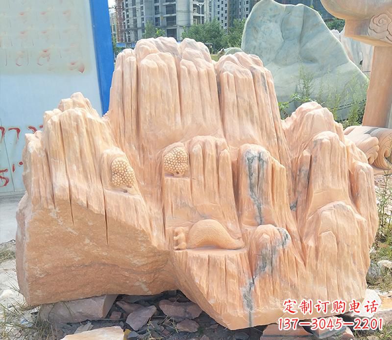 东莞晚霞红景观假山雕塑