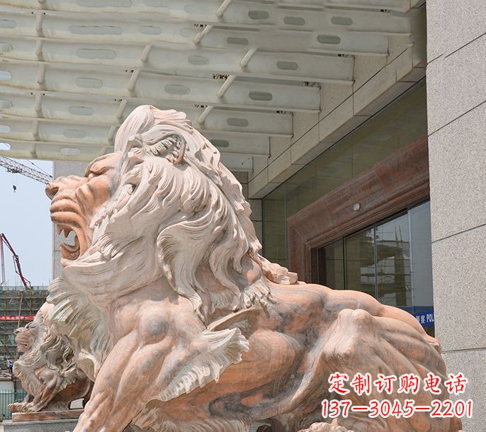 东莞晚霞红欧式狮子石雕 (3)