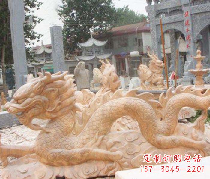 东莞晚霞红生肖龙石雕