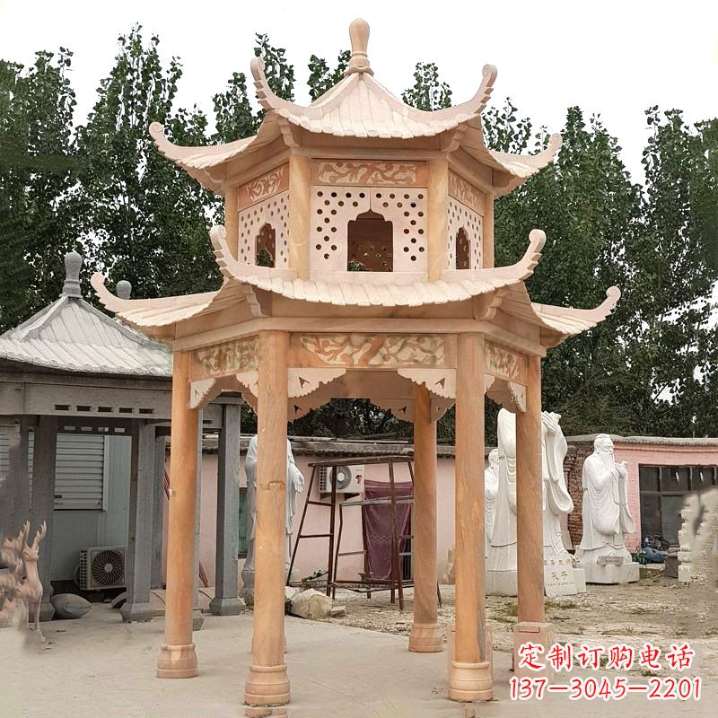东莞晚霞红双层石凉亭