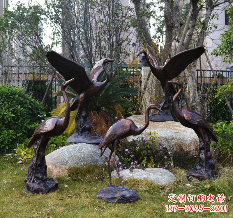 东莞仙鹤铜雕塑 (2)