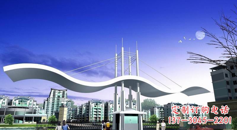 东莞小区不锈钢门牌坊景观雕塑
