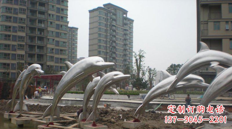 东莞小区不锈钢跳跃海豚雕塑