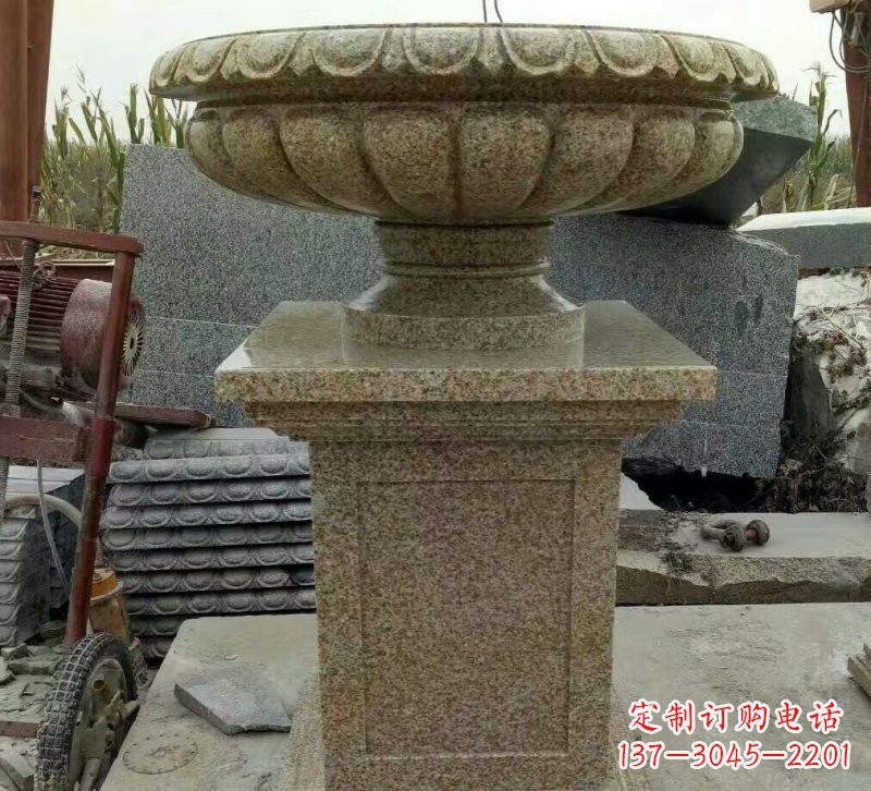 东莞小区花岗岩花盆雕塑