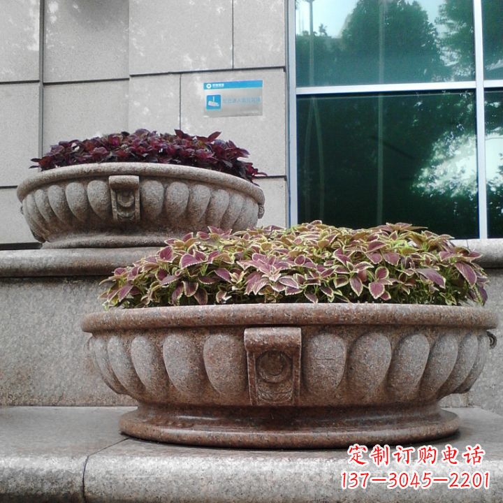 东莞小区花岗岩石雕花盆