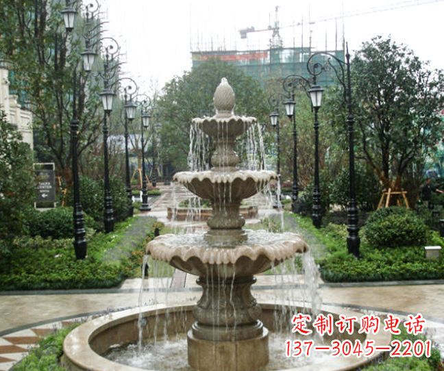 东莞小区景观大理石喷泉石雕 (4)
