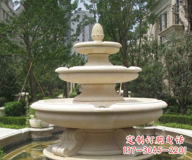 东莞小区景观晚霞红多层喷泉石雕