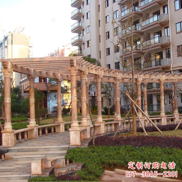 东莞小区石雕花架长廊