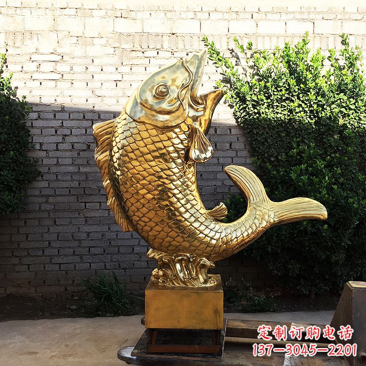 东莞鱼跃景观铜雕-纯铜铸造企业商场动物雕塑摆件