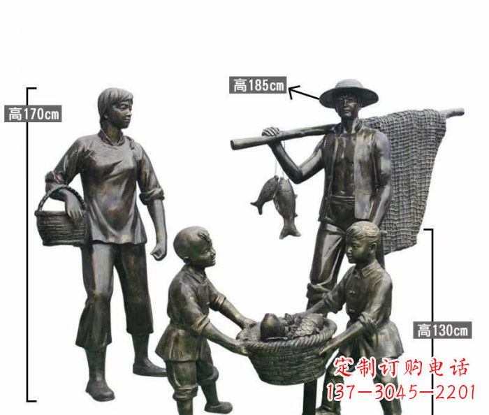 东莞渔夫捕鱼民俗铜雕 (3)