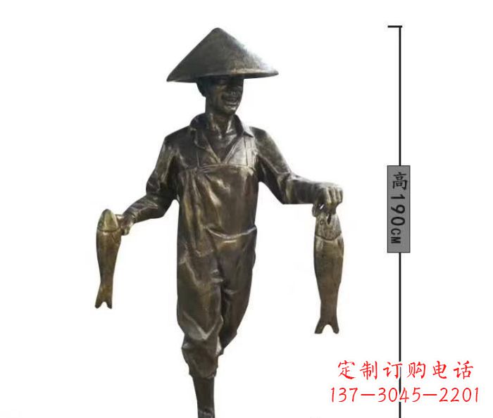 东莞渔夫捕鱼民俗铜雕 (2)