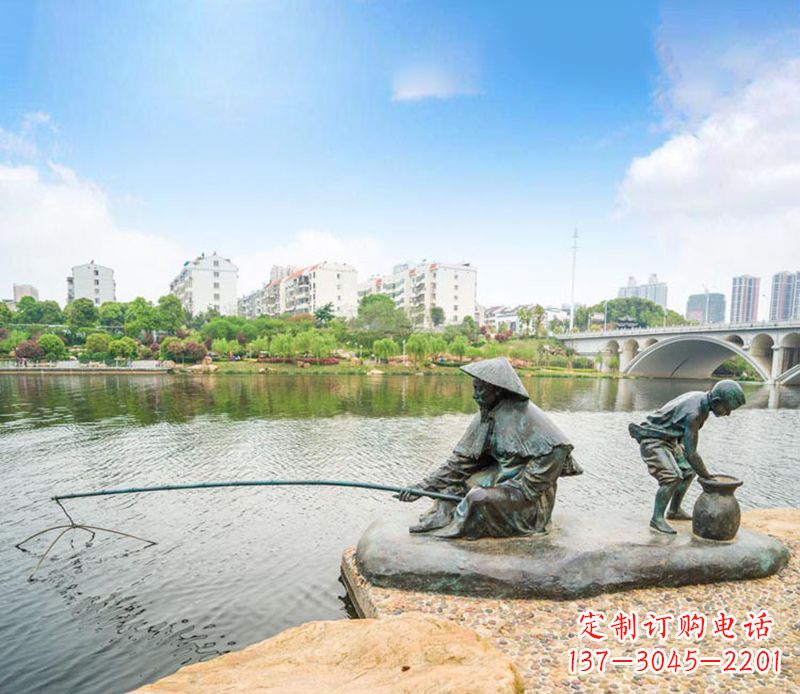 东莞渔翁钓鱼公园景观铜雕