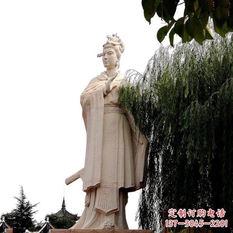 东莞虞姬砂岩石雕-景区园林古代人物著名美女雕像