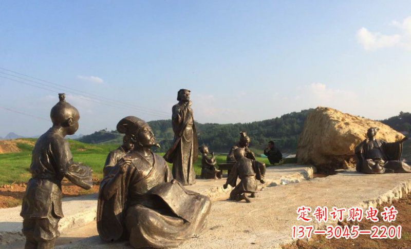 东莞园林古代人物和玩耍的小孩小品铜雕