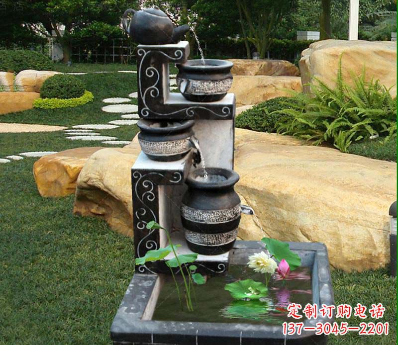 东莞园林景观茶壶流水池石雕