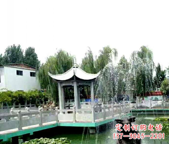 东莞园林景观单层六角石雕凉亭