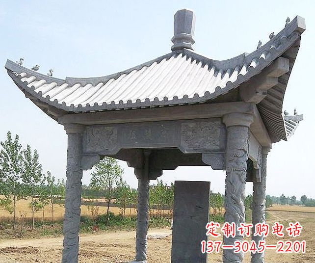 东莞园林景观单层石雕凉亭 (4)