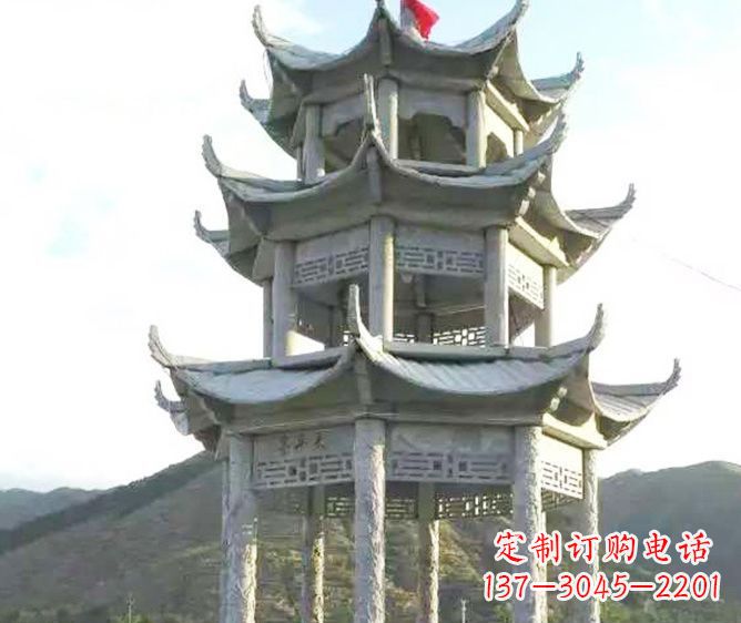 东莞园林景观多层凉亭石雕 (3)