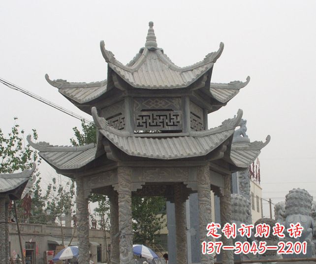 东莞园林景观仿古石雕凉亭 (2)