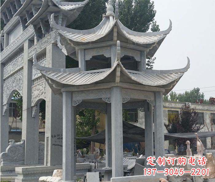 东莞园林双层石雕凉亭