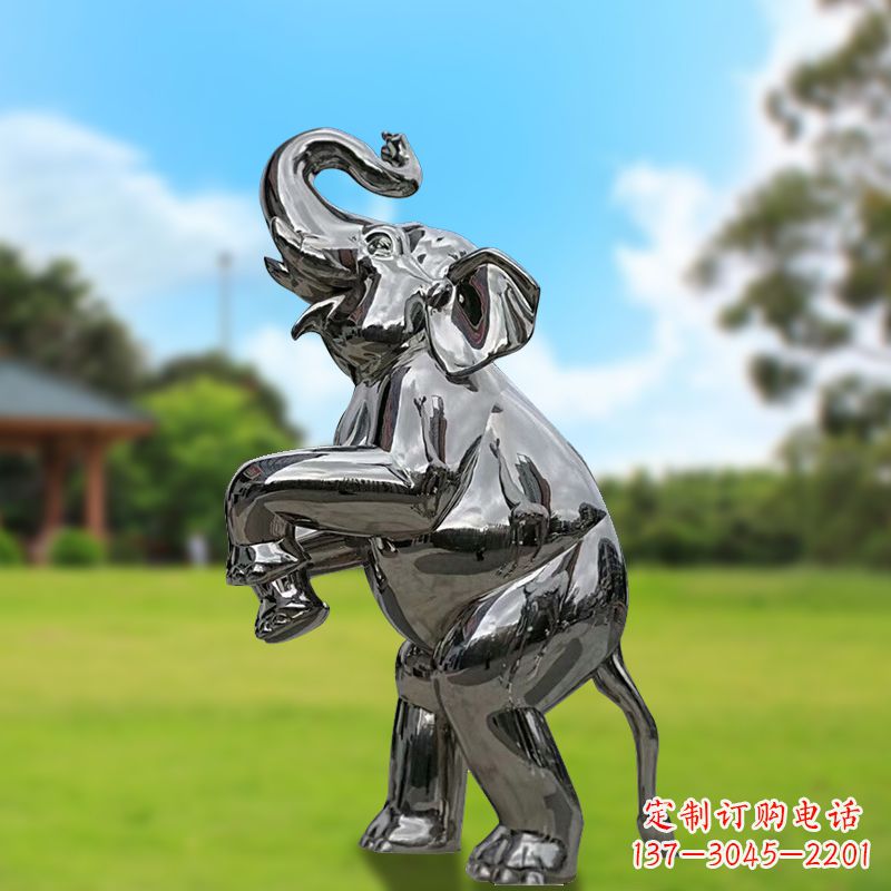 东莞站立的不锈钢小象雕塑