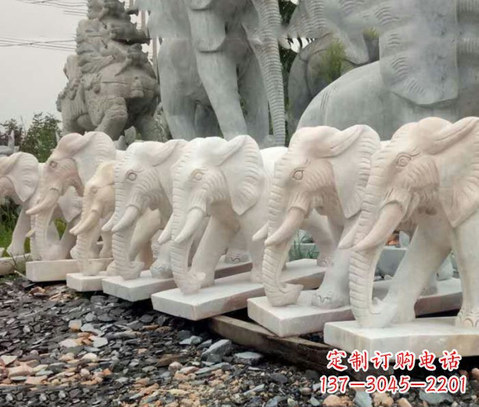 东莞招财晚霞红大象石雕 (3)