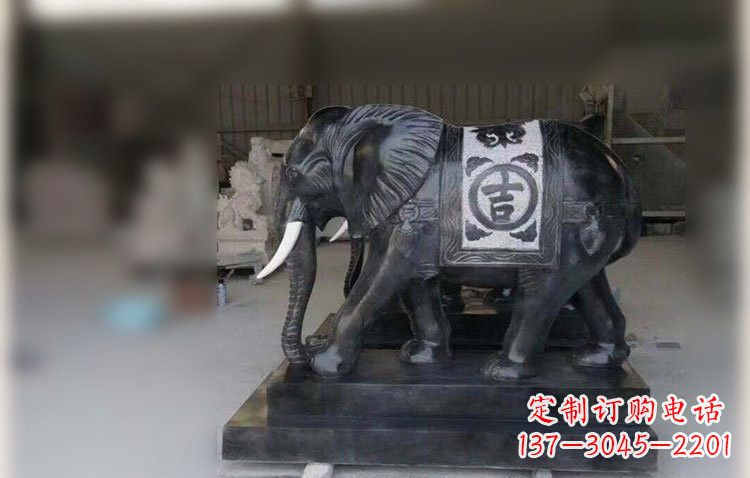 东莞中国黑石材大象雕塑