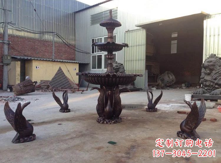 东莞铸铜天鹅喷泉雕塑